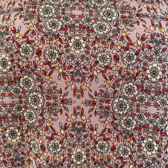 LC LAUREN CONRAD Top Peplum Crochet Dusk Pink Floral Sleeveless Large - Picture 7 of 10